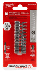 (3) Conjunto de brocas de inserción de seguridad Torx® SHOCKWAVE™ de 10 piezas