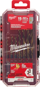 Juego de brocas de titanio SHOCKWAVE Impact Duty™ RED HELIX™ de 15 piezas