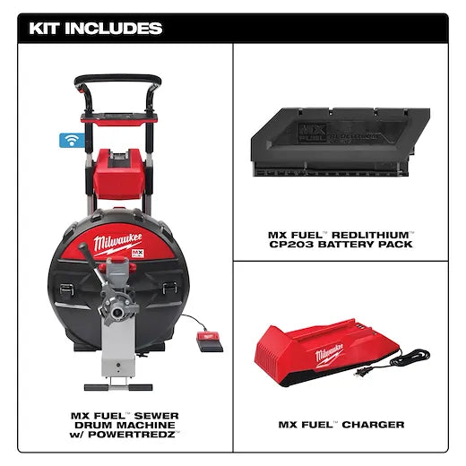 Kit de sonda para desatascador de tambor para alcantarillas MX FUEL™ con POWERTREDZ™ para 5/8" - ¾"