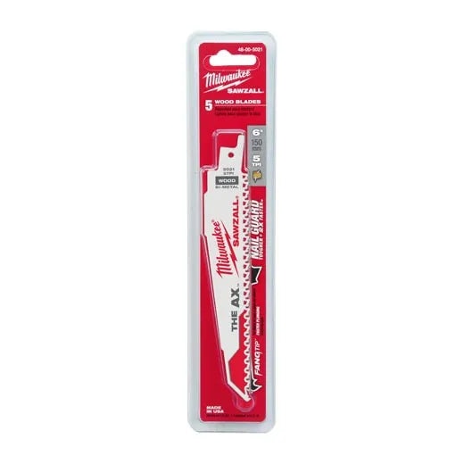 Hoja The Ax™ Sawzall® de 6" y 5 TPI (paquete de 5 unidades)