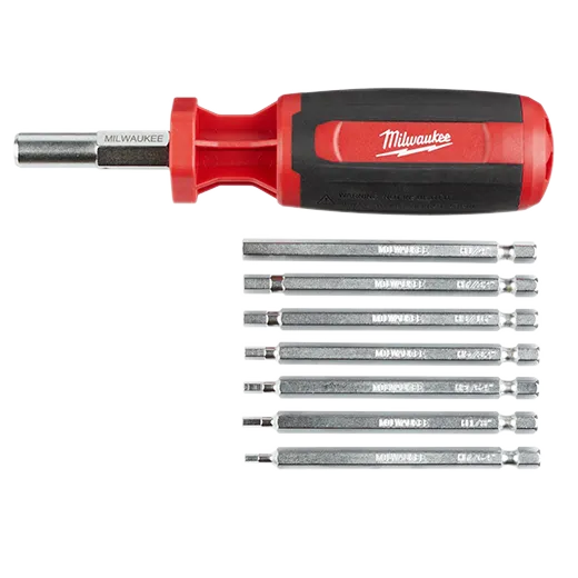 Destornillador métrico 9 en 1 con múltiples puntas hexagonales y de llave SAE