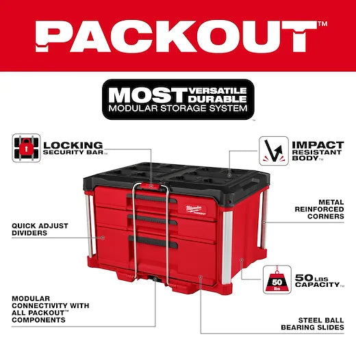 Caja de herramientas de 3 cajones de profundidades múltiples PACKOUT™