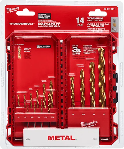 Juego de brocas de titanio THUNDERBOLT® de 14 piezas