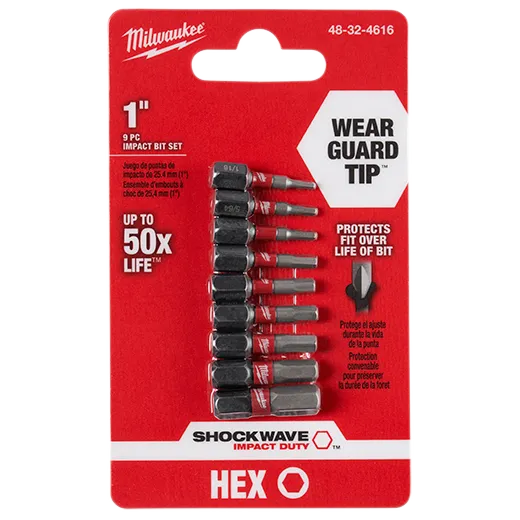 Juego de brocas de inserción hexagonales de impacto de 9 piezas Shockwave™