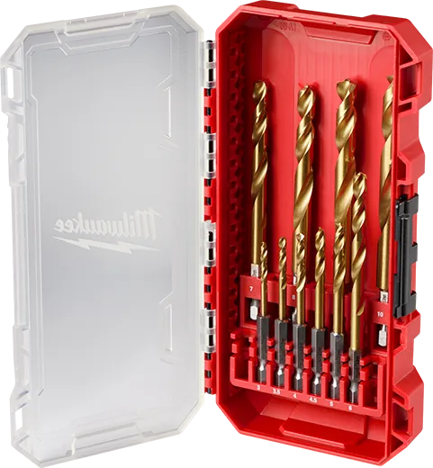 Juego de brocas de titanio métricas SHOCKWAVE Impact Duty™ RED HELIX™ de 10 piezas