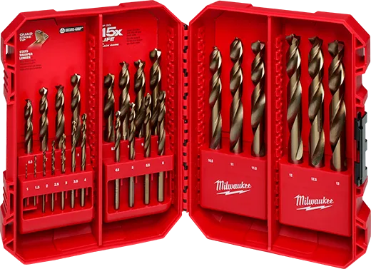 Juego de brocas de cobalto métricas RED HELIX™ de 25 piezas